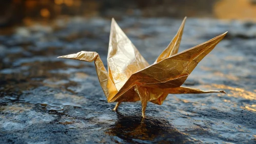 Metallic Paper Crane Sculpture