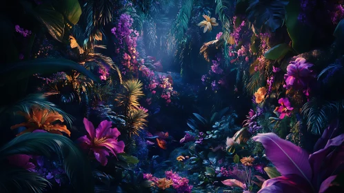 Tropical Floral Garden with Colorful Flowers