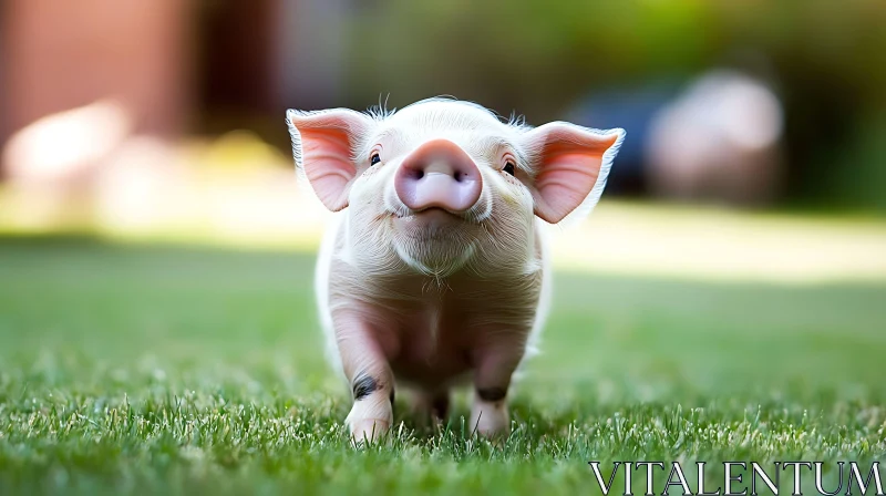 Adorable Piglet Outdoors AI Image