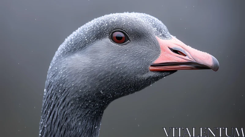 Bird Head Portrait with Dewy Feathers AI Image