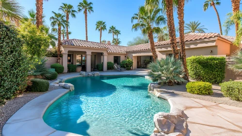 Stunning Poolside Courtyard with Palm Trees