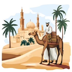 Arabian Desert Camel Ride Illustration