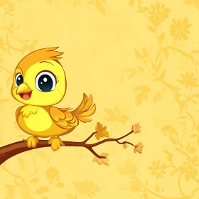 Yellow Bird Cartoon Illustration