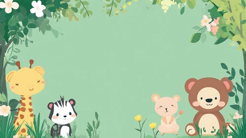 Cute Forest Animal Cartoon Illustration