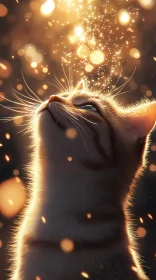 Gazing Cat in Sparkling Light