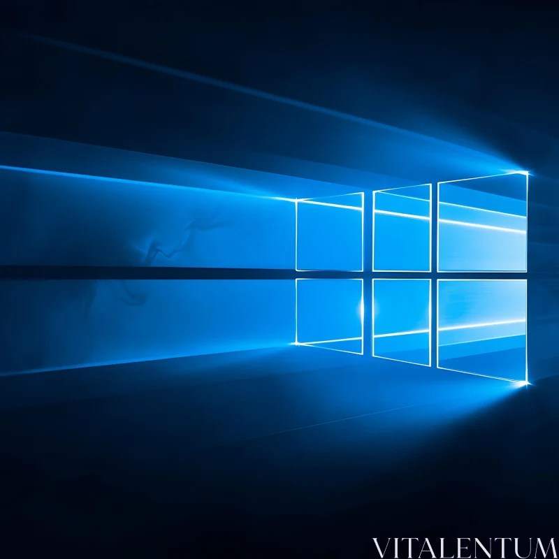 Blue Glowing Window AI Image