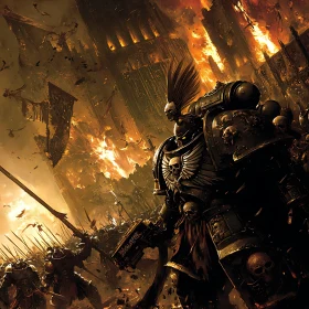 Armored Warrior Amidst Inferno