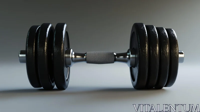 Heavy Dumbbell on Gray Background AI Image