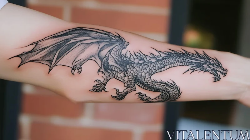 AI ART Forearm Dragon Tattoo - Fantasy Art