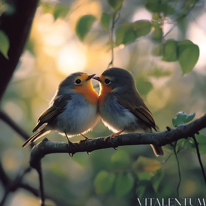 Birds in Love: A Gentle Encounter AI Image