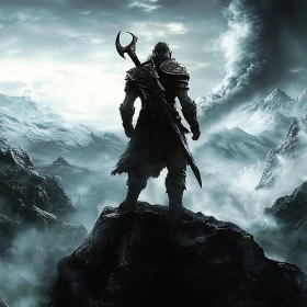 Lone Warrior on Mountain Peak