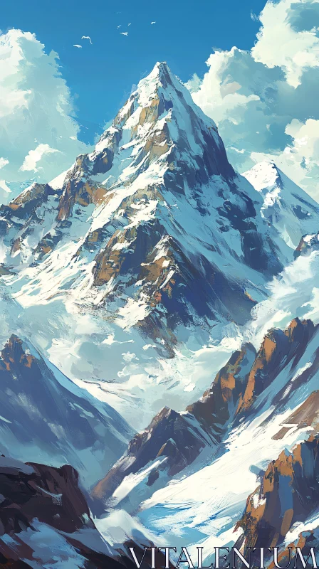 Majestic Mountain Scene AI Image