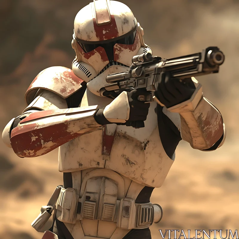 Soldier in White Armor with Weapon AI Image