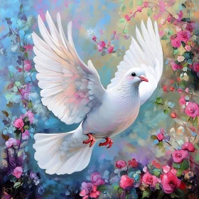 Soaring Dove with Floral Beauty