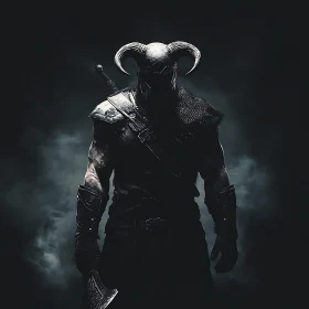 Dark Armored Warrior in Shadow