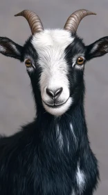 Lifelike Goat with Curved Horns