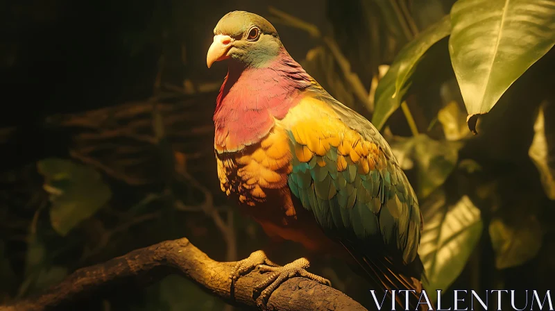 Colorful Bird Perched in Jungle AI Image