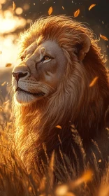 Golden Sunset Lion Portrait