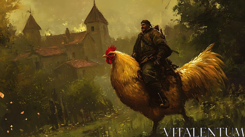 AI ART Fantasy Rider on a Fowl Steed