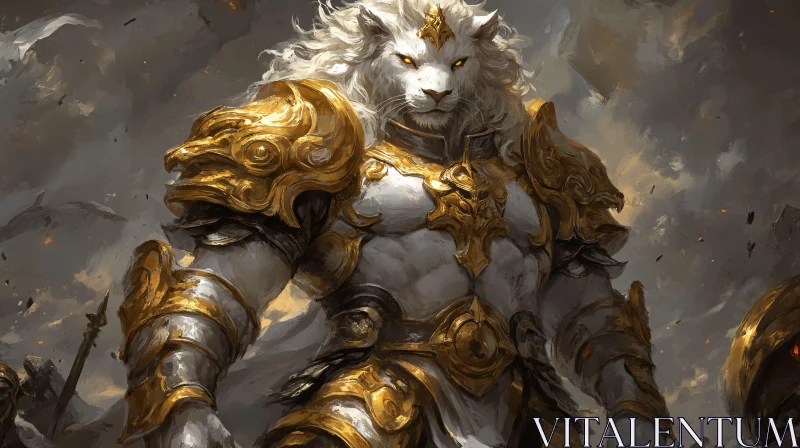 AI ART Armored Lion Warrior Fantasy Art