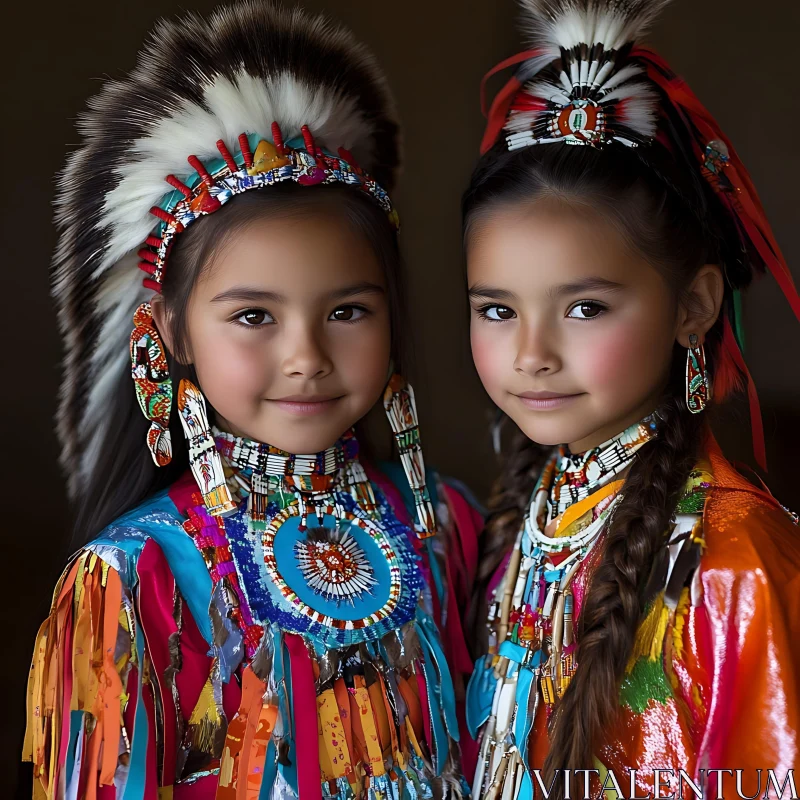 AI ART Portraits of Native American Girls in Traditional Dress