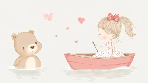 Whimsical Boat Ride with Teddy Bear Friend