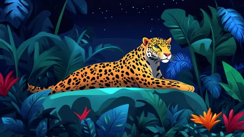 Jungle Leopard Under the Stars