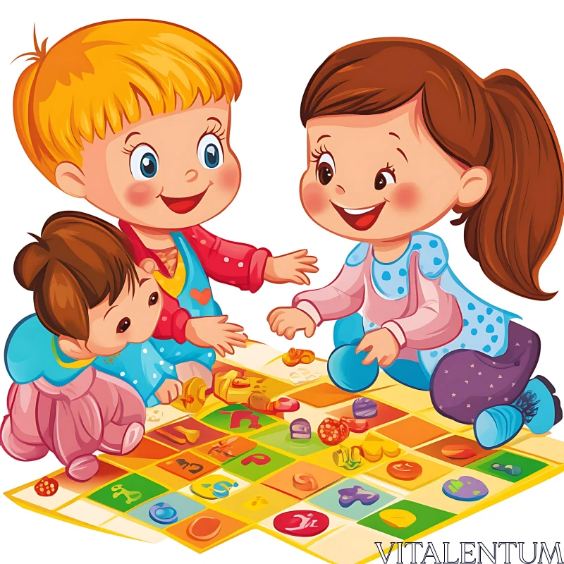 AI ART Children's Board Game Fun Cartoon Illustration