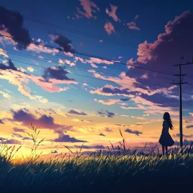 Contemplative Girl at Sunset