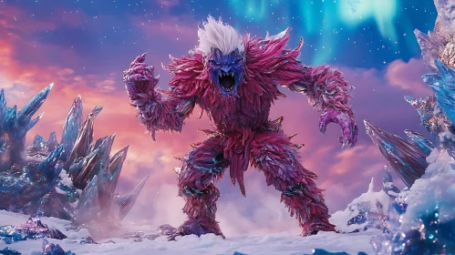 Furry Monster with Icy Surroundings