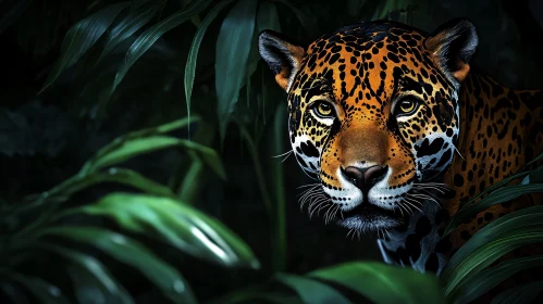 Stealthy Jaguar Among Jungle Leaves