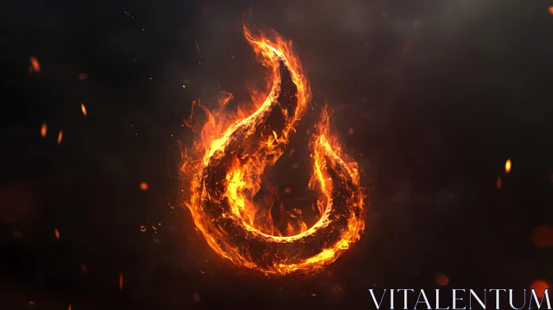 Burning Flame Symbol in the Dark AI Image