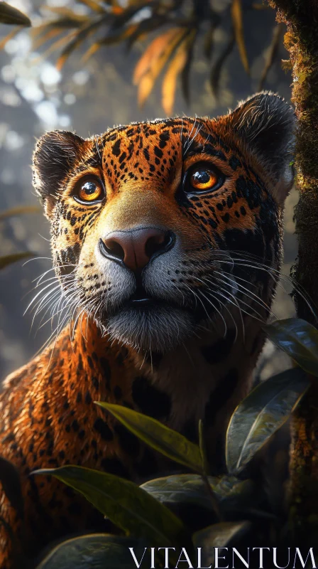 Leopard in Lush Jungle AI Image