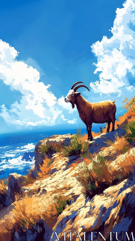 AI ART Mountain Goat on a Cliffside