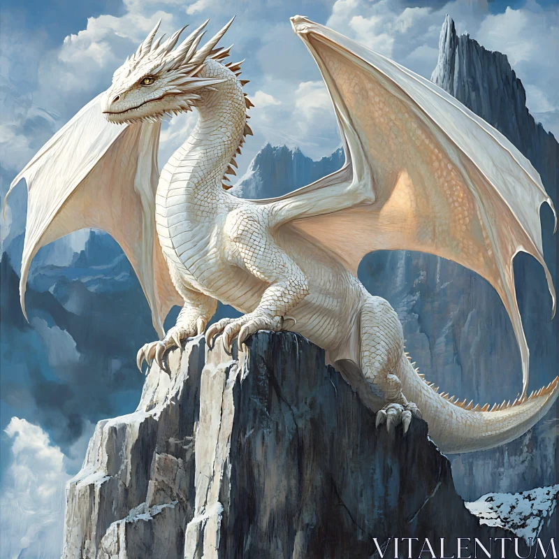 Fantasy Dragon Art: White Dragon AI Image