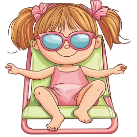 Girl in sunglasses on beach chair