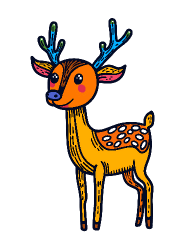 Cheerful Cartoon Deer Illustration POD Design