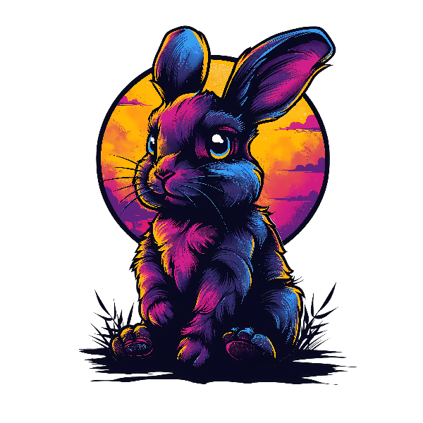 Vibrant Sunset Rabbit Design POD Design