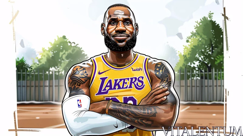 AI ART LeBron James Basketball Portrait