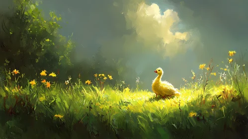 Duckling in Radiant Sunshine