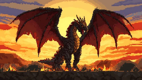 Sunset Dragon Pixel Art