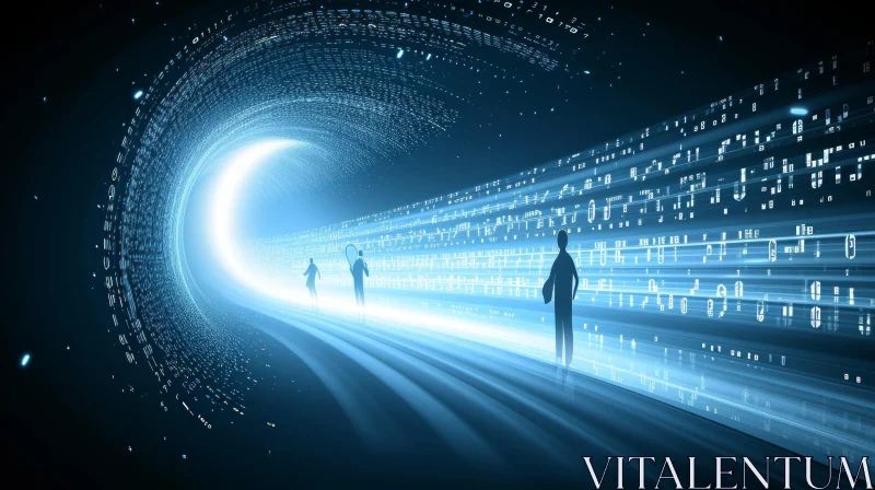 Enchanting Blue Tunnel: Technological Marvels and Data Visualization AI Image