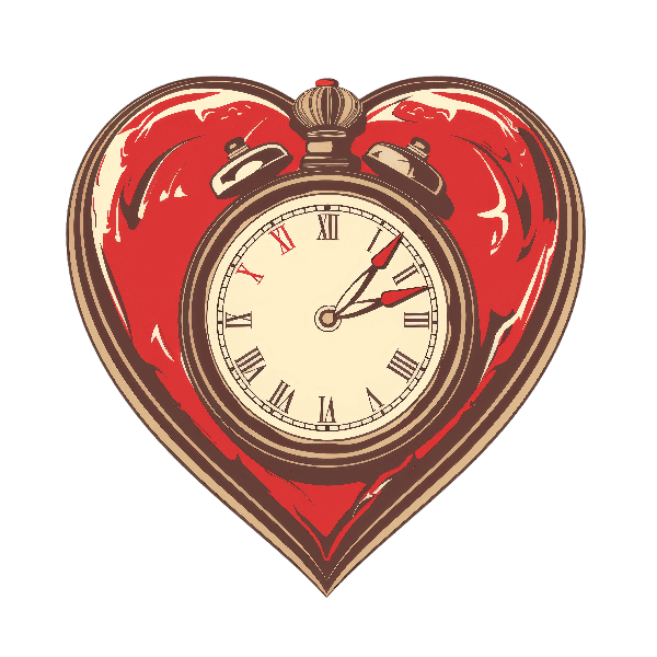 Vintage Heart Clock Art POD Design