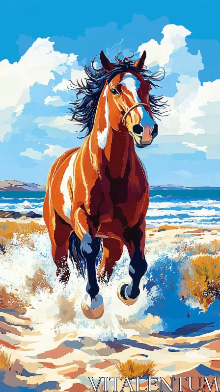 AI ART Beach Horse Freedom