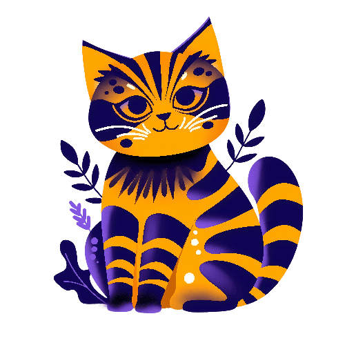 Vector Illustration of Sitting Cat with Gradient Fur