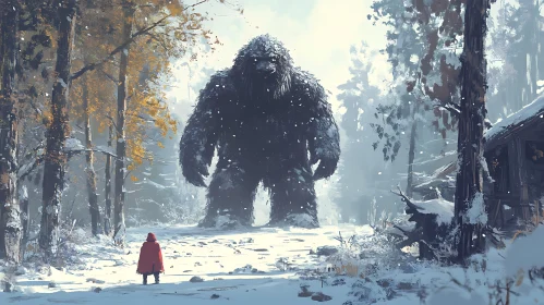 Winter Forest Encounter with a Giant