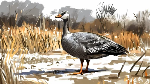 Winter Bird Landscape Art