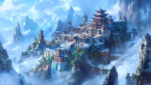 Asian Architecture on Misty Mountain