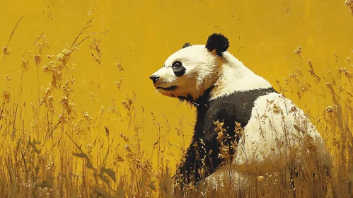 Panda in Golden Meadow