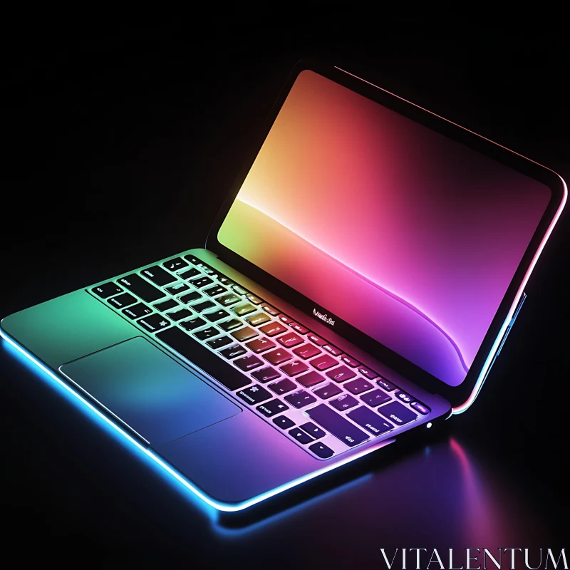 Colorful Laptop with Neon Display AI Image